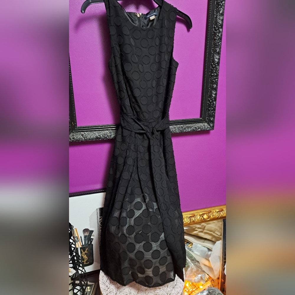 Tommy Hilfiger Little Black Dress. 2 Layer. Raised Circle Pattern Size 2